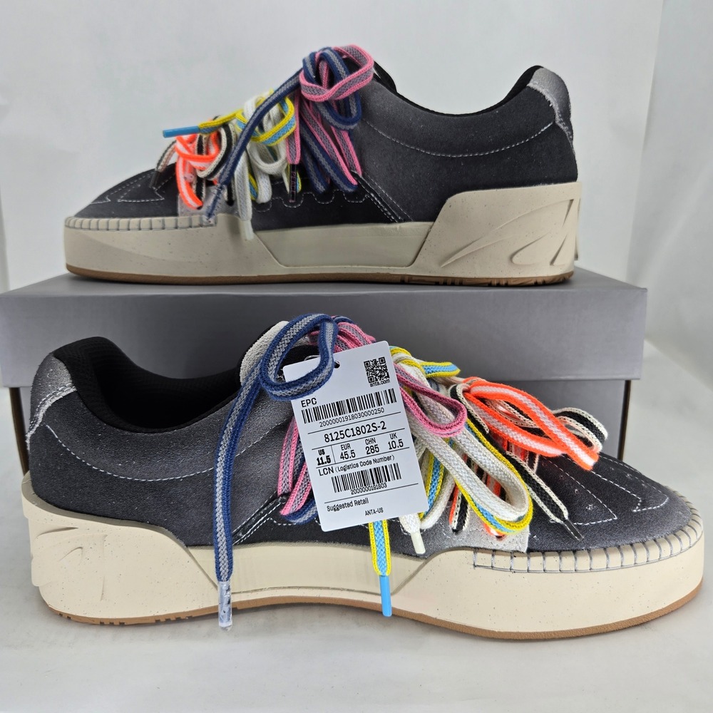 Anta Kai 1 Hela Style Roots Gray Black Multi Lace Sneaker 8125C1802S-2 Mens 11.5